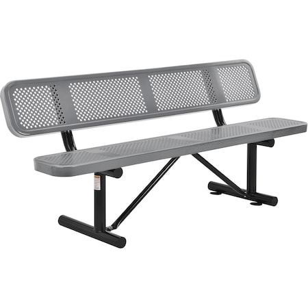 GLOBAL INDUSTRIAL 72 Picnic Bench With Backrest, Gray 694557GY